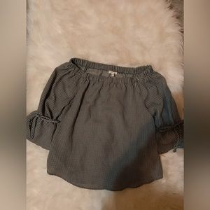 gingham off-the-shoulder top